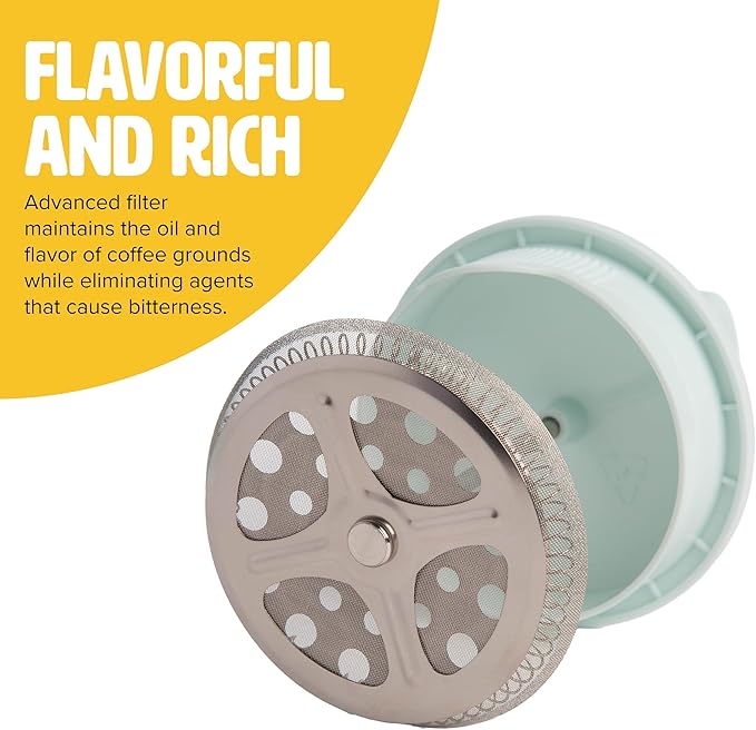 Tasty French Press and Frother Coffee Gift Set, Includes a 4.5-Cup Coffee Press and Battery Operated Handheld Milk Frother, Perfect for French and American Style, 2-Piece Set, Aqua