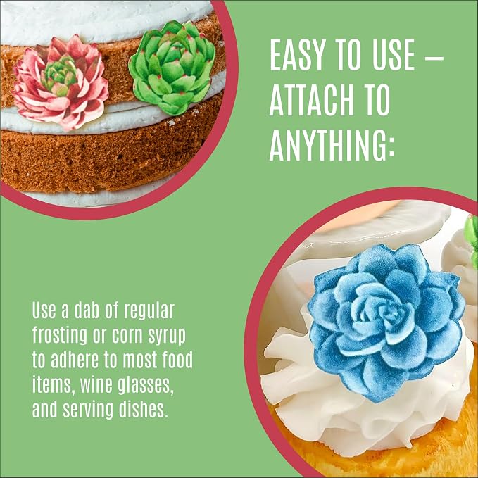Edible Wafer Succulents - Cake and Cupcake Toppers, Decoration Premium Crafted in the USA - Image 7