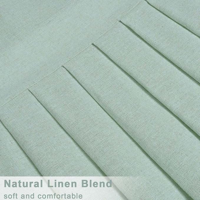Likiyol Linen Valances for Windows Farmhouse Window Valances with Ruffle Rustic Country Light Filtering Kitchen Valance Curtains Rod Pocket Valance for Bathroom Cafe, Mint Green, 52" W X 18" L - Image 7