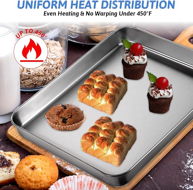 2Pcs Toaster Oven Pans for Baking, 9x11 Baking Sheets Cookie Sheet Stainless Steel Small Replacement Trays for Toaster - Image 5