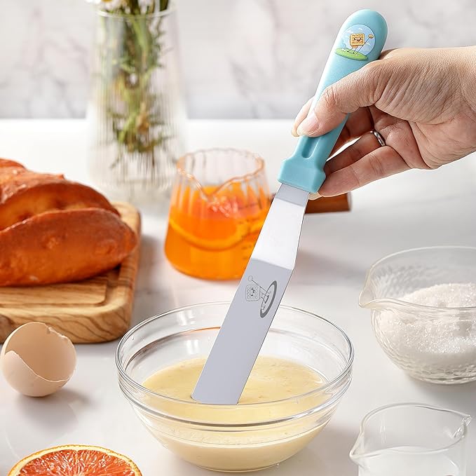 3PCS Icing Spatula, Offset Spatulas with Ergonomic PP Handle, Stainless Steel Multi-purpose Frosting Tools for Cake Decorating, Baking, Dishwasher Safe (6",8",10")