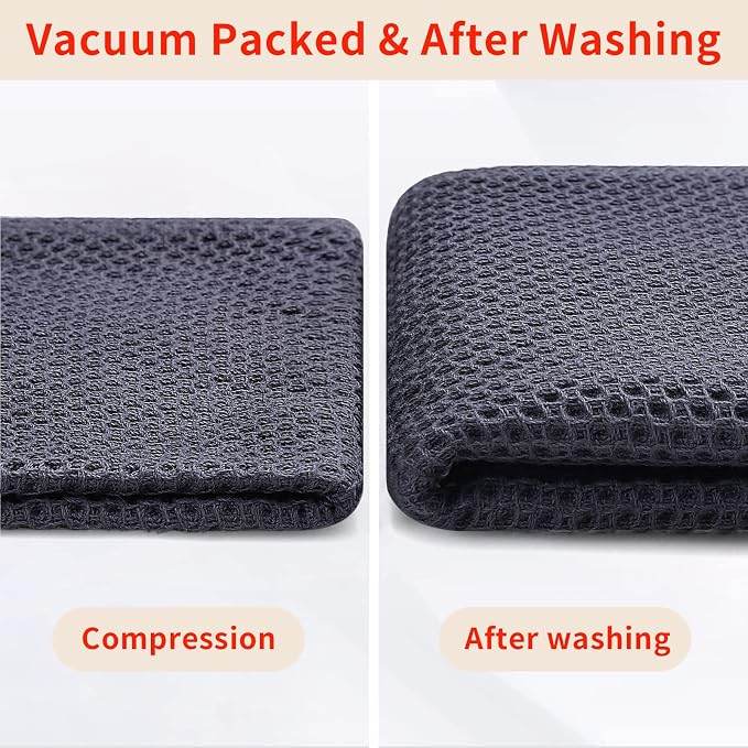 Homaxy 100% Cotton Waffle Weave Kitchen Dish Cloths 6-Pack, Dark Grey | 12 x 12 Inches, Ultra Soft Absorbent Dish Towels, Quick Drying Dish Rags with Hanging Loop - Image 7