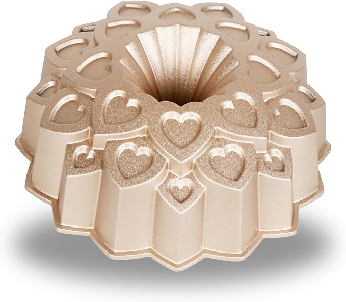 Baker's Secret Nonstick Fluted Cake Pan, Perfect for Fluted Cakes, Die Cast Aluminum Cake Pans, 2 Layers Non-stick Coating For Easy Release, Fluted Cake Pans - (Amour) by BakersSecret
