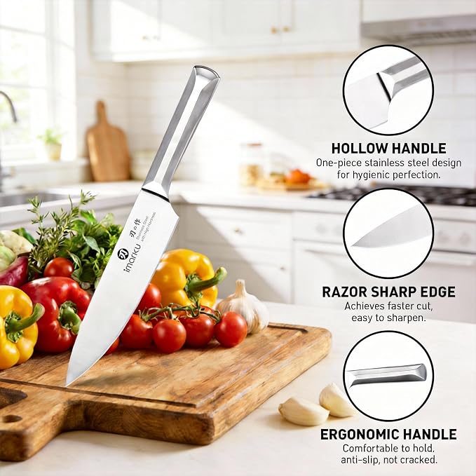 imarku 16-Pieces High Carbon Japanese Stainless Steel Knife Set with Block | Kitchen Knife Set|15°Precision Edge |56±2 HRC Hardness|Built-in Sharpener|Ergonomic Handles|Gifts Mom & Dad - Image 5