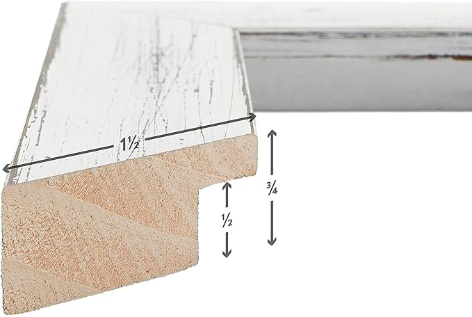 Craig Frames 16x20 White Picture Frame Matted to 11x14, Rustic Wall Decor | A lightweight, shatter resistant acrylic front, made in the USA for a gallery display - Image 2