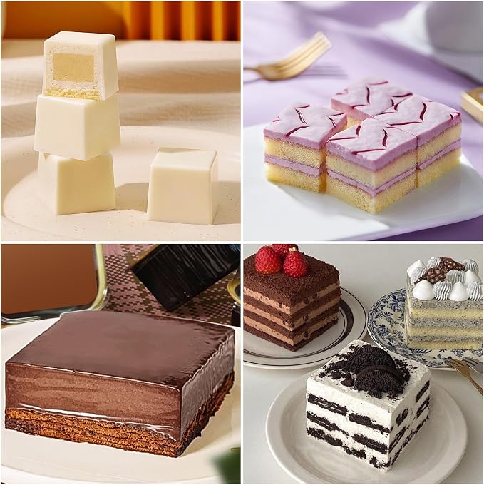 Sidosir 2Pcs 2inch Square Cube Silicone Mold for Mousse Cake, French Dessert Molds for Chocolate Brownie Bites, Brownie, Ice cream, Truffle, Jelly - Image 7