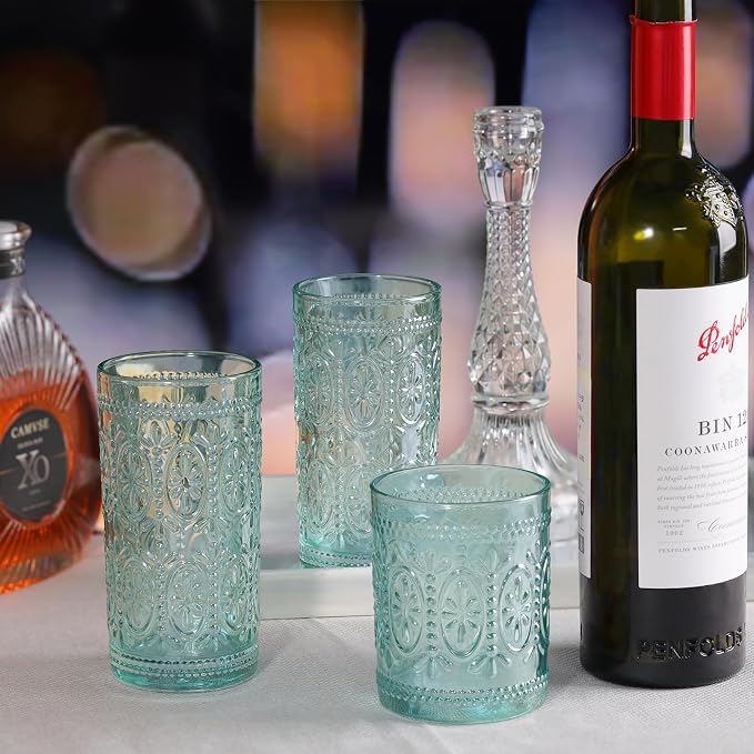 Darlion Green Glassware, Vintage Drinking Glasses, 12oz Highball Glasses | Lead-Free Glass, Food Grade Glass, Durable&Sturdy, Vintage Decoration - Image 4