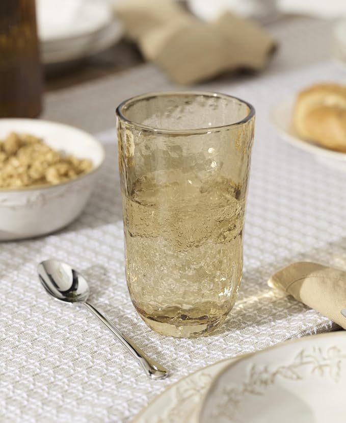 Lenox Homespun Amber Tall Highball Glasses, 20oz, Set of 4 | mouth-blown glass, amber hue, dishwasher safe | artisanal drinkware for gatherings | 6 inch, 20oz, gift for women - Image 5