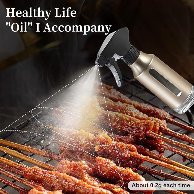 Olive Sprayer for Cooking,ABS Plastic Olive Oil Mister for Air Fryer Black Nozzel Dispenser Bottles Fat Reduction Glass Oil Control Spray Pot 6.35oz 180ml Capacity - Image 5