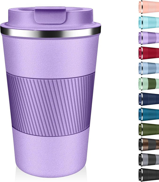 Insulated Coffee Tumbler 17 oz, Stainless Steel Coffee Mug with Lids, Travel Coffee Mug Leak Proof, Double Wall Vacuum Insulated Reusable Coffee Cup, Keep Drinks Hot and Cold (Lavender, 17 Ounces) by Unknown