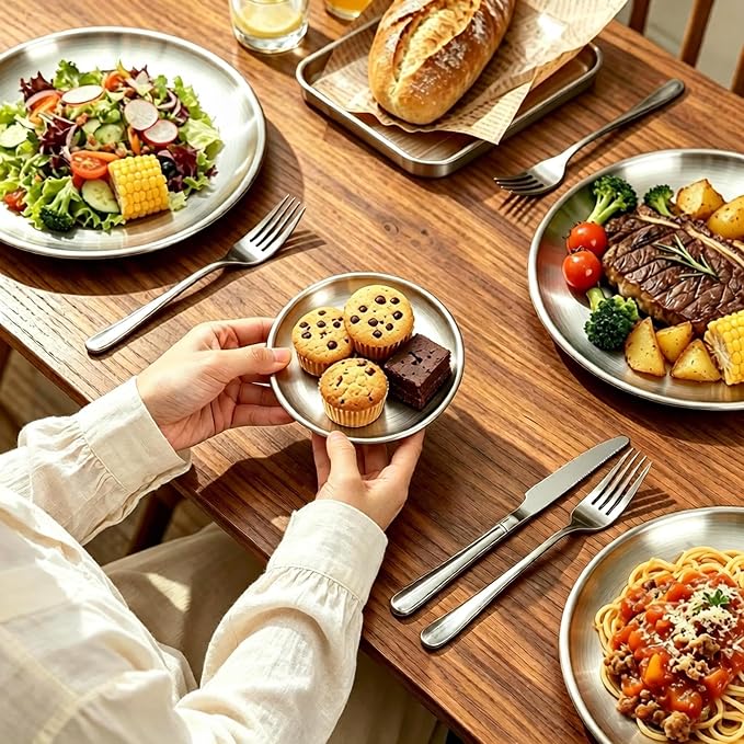 Small Stainless Steel Plates,5 Pcs 5.5 Inchs Dinner Dishes Plates Camping Plate,Perfect for Snack Candy Cake Dessert Fruit Camping Etc Reusable and Dishwasher Safe (5, 5.5 inches) - Image 4