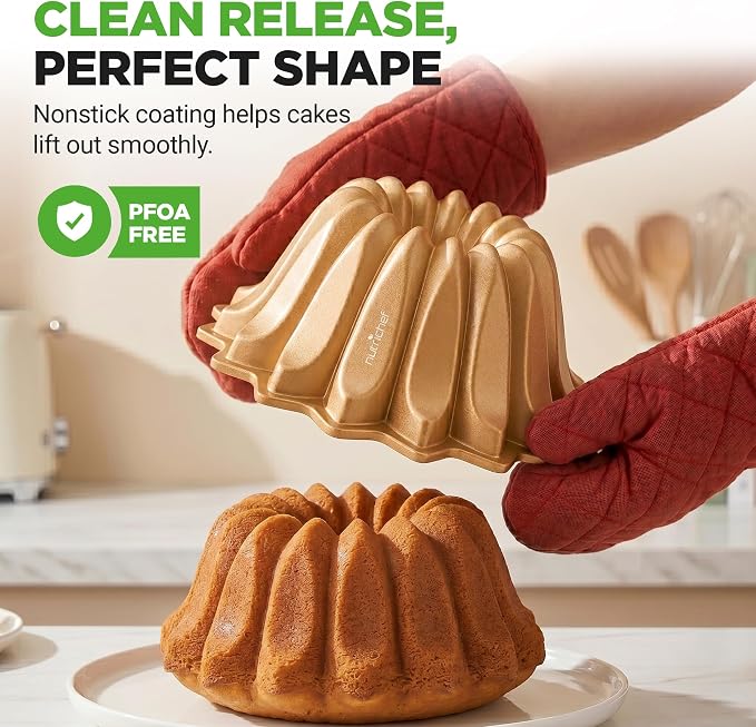 NutriChef 9 Inch Cake Pan - 7 Cups Die-Cast Aluminum Cake Mold for Baking - Sloped Edges for Uniform Baking, Nonstick for Easy Release and Even Bake, Durable Design, Ideal for Desserts and Casseroles - Image 3