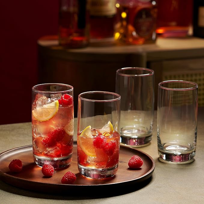 Set of 4 Highball Glasses 16 Oz Collins Cocktail Drinking Glass Cups, Bubble Base Glassware for Water, Juice, Cocktails, Beer Pint Glasses, Modern Basic Tumblers. - Image 2