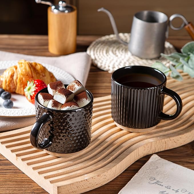 GBhome 6 OZ Stackable Coffee Mugs Set of 4, Ceramic Espresso Coffee Cups | Coffe Cups With Saucer and Stand, Dishwasher&Microwave Safe, 4 Assorted Designs - Image 7
