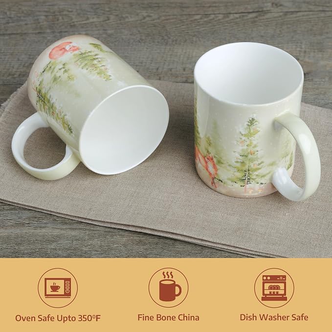 Maison d' Hermine Coffee Mug with Handles Tea Cups (15 Ounce, Pack of 2) | Fine Bone China Coffee Mugs for Hot Beverages Cappuccino Latte Home Restaurant Hotel Spring Summer -Winter Morning - Image 7
