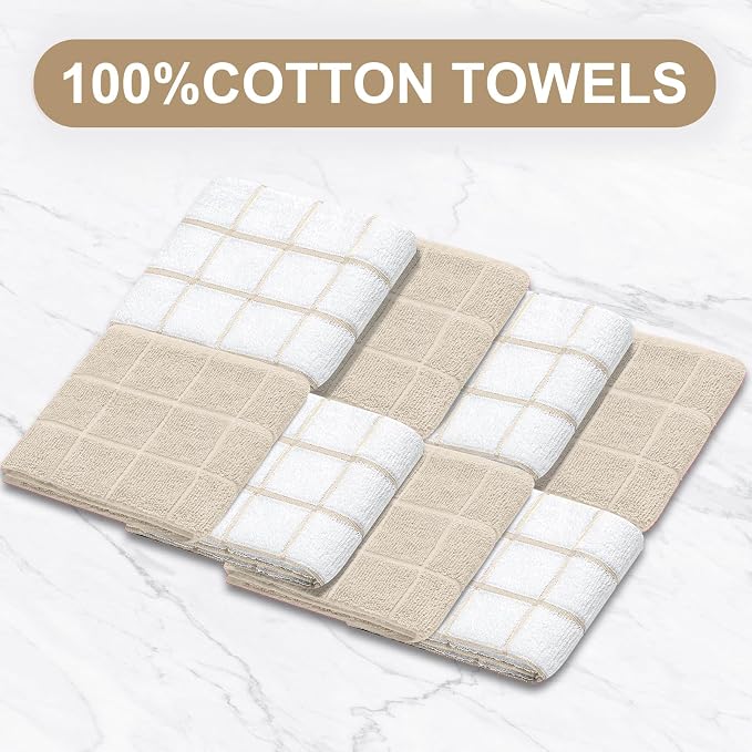 Oven Mitts Pot Holders Sets/Kitchen Towels and Dishcloths, Oven Gloves Kitchen Dish Towels 500 Degree Heat Resistant Potholders with Non-Slip Silicone Surface for Cooking, Grilling, Baking-Milkshake - Image 5
