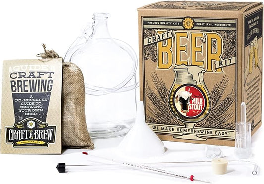 Craft A Brew - Chocolate Milk Stout - Beer Making Kit - Make Your Own Craft Beer - Complete Equipment and Supplies - Starter Home Brewing Kit - 1 Gallon