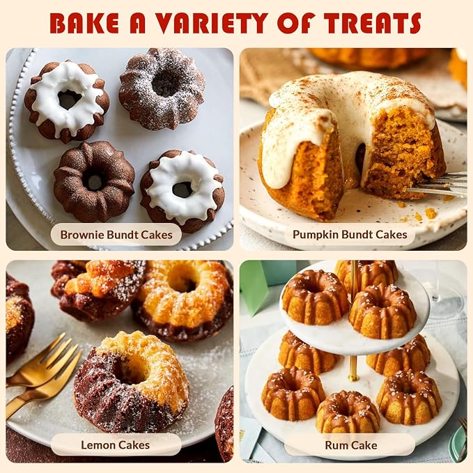 HKNMTT 2Pcs Mini Fluted Cake Pans 6-Cavity Non Stick Buntz Pan BPA Free | Food-Grade Silicone, Oven Safe, Easy Release, for Baking Cakes, Jelly, Brownie - Image 6
