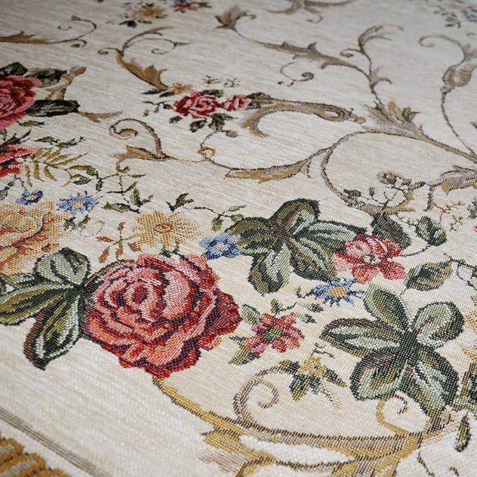 Rustic Shabby Rose Rug Vintage Elegant Traditional Rugs Accent Floral Rugs Carpet for Home Living Room/Bedroom, 55'' x 35'', Country Rose - Image 5