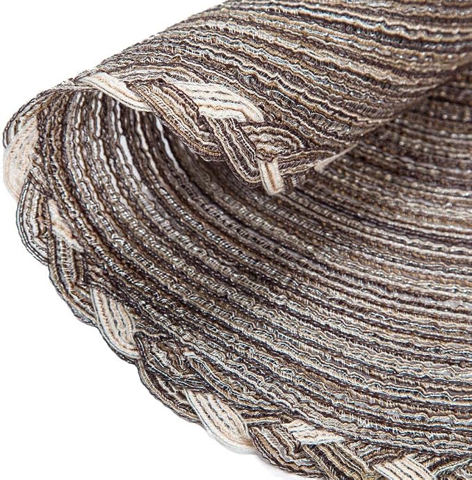 SHACOS Round Placemats Set of 6 Braided Glitter Round Table Placemats 15 inch for Wedding Holiday Party (Multicolor - Light Coffee, 6) - Image 3