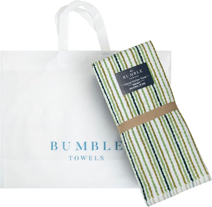 Bumble Kitchen Towels 6 Pack 100% Cotton 16"x26" - Sage | 430 GSM Soft Kitchen Hand Towels with Hanging Loop, Highly Absorbent & Durable for Washing and Drying Dishes - Image 6