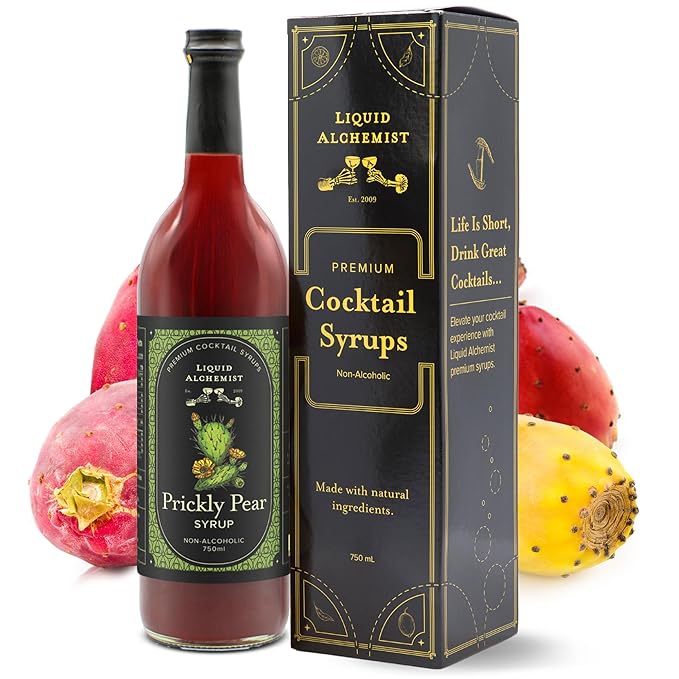 Liquid Alchemist Prickly Pear Syrup for Cocktails - Real Ingredients Make our Mixer Perfect for a Summer Cocktail and Margarita Mix - Vegan & Non-GMO (25.4 oz)