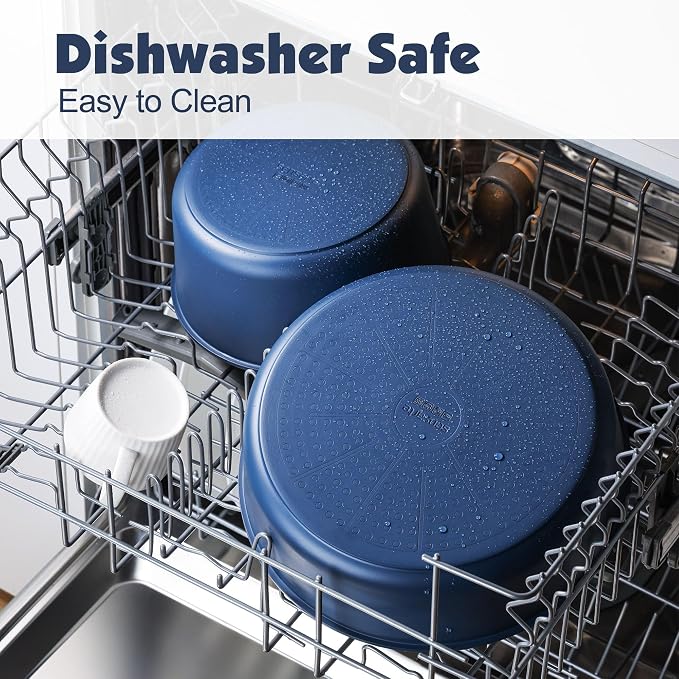 SENSARTE 24 Piece Ceramic Detachable Handle Pots and Pans Set Navy | Ceramic Cookware Set, Induction Cookware Set with Removable Handle, Healthy Non Stick for RV, Dishwasher ＆ Oven Safe - Image 5