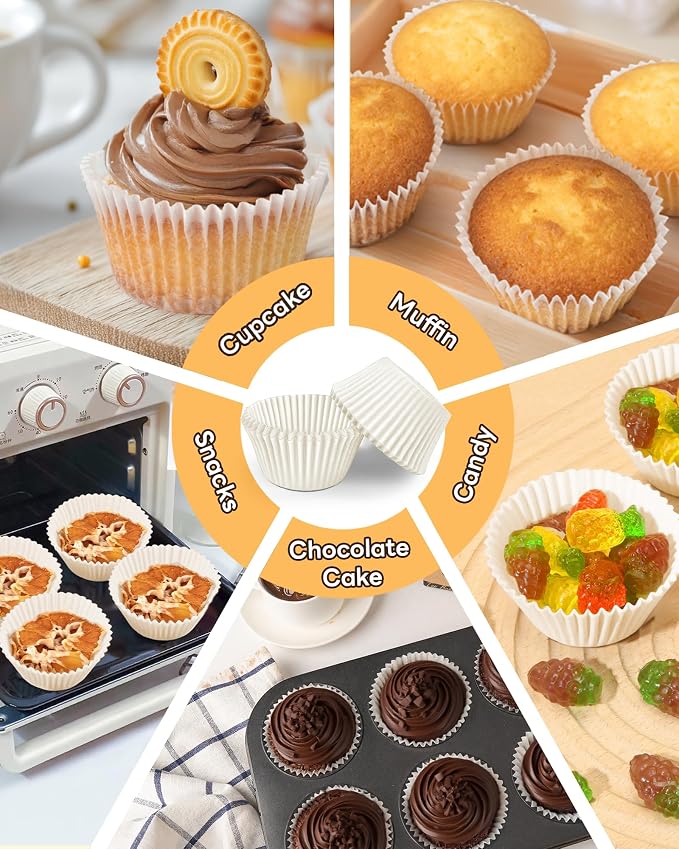 Bake Choice 100pcs Jumbo Cupcake Liners for Baking, White Muffin Liners | Greaseproof Parchment Paper, Cupcake Wrapper for Party, Wedding, Birthday, Christmas - Image 6