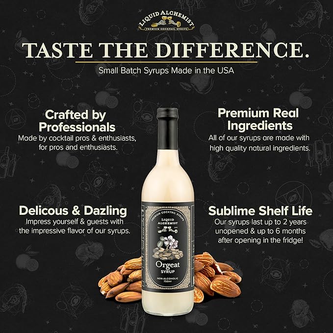 Liquid Alchemist Orgeat Syrup for Cocktails - Real Ingredients Make Our Almond Syrup the Perfect Mai Tai Mix - Non-GMO, Gluten Free & Vegan (25.4 oz)