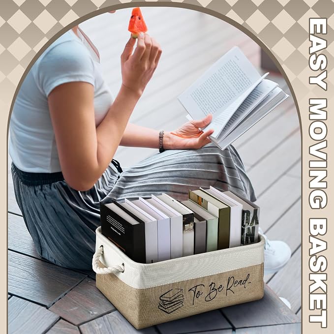 Marsui Book Lover Gifts TBR Book Storage Basket to Be Read List Storage Bin Bookish Accessories Bookworm Gift for Club Members Student Teacher Reading Accessories - Image 7