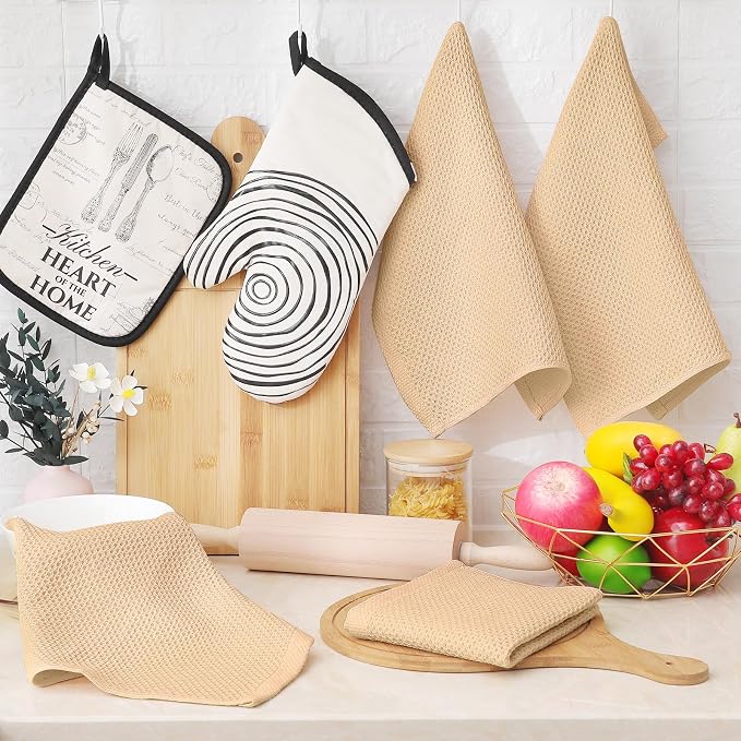 Homaxy 100% Cotton Waffle Weave Kitchen Dish Cloths 12-Pack, Apricot | 12 x 12 Inches, Ultra Soft Absorbent Dish Towels, Quick Drying Dish Rags with Hanging Loop - Image 6