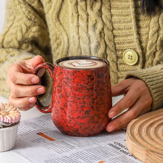 Hasense Large Coffee Mug, Coffee Cup Ceramic for Men and Women, 20 oz Stoneware Mug for Tea Soup Milk as Gifts, Dishwasher and Microwave Safe(Red) - Image 5
