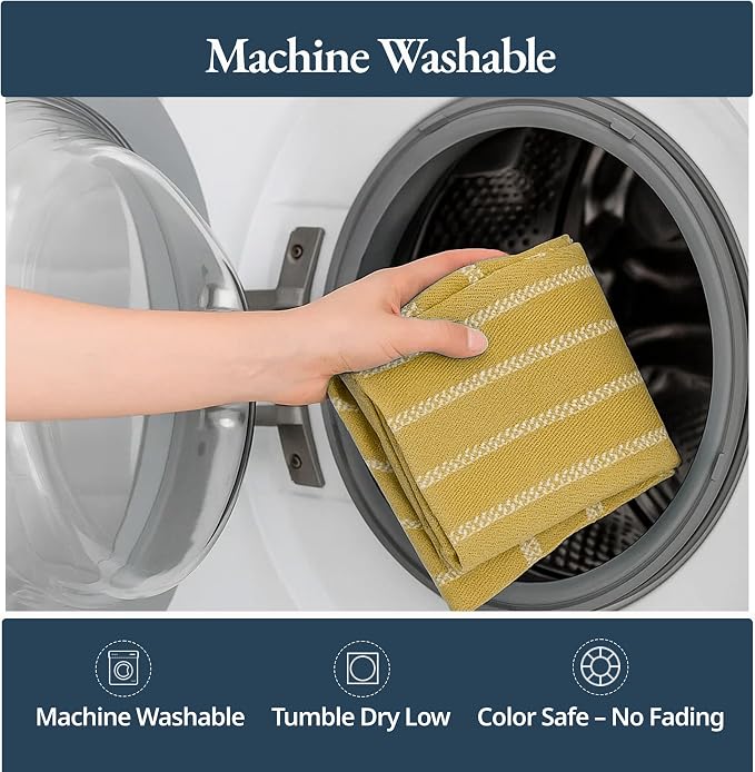 LANE LINEN Kitchen Towels Set - Pack of 4 Cotton Dish Towels for Drying Dishes, 18”x 28”, Absorbent Tea Towels, Quick Drying Kitchen Towel Set - Lemon Yellow - Image 9