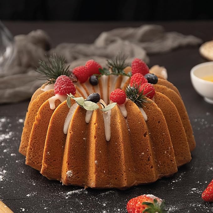 Baker's Secret Nonstick Fluted Cake Pans, Bake Unique Cakes, Die Cast Aluminum Cake Pans, 2 Layers Non-stick Coating Easy Release, Fluted Cake Pan - 9.7cups capacity 2024 - (French Wreath) - Image 5