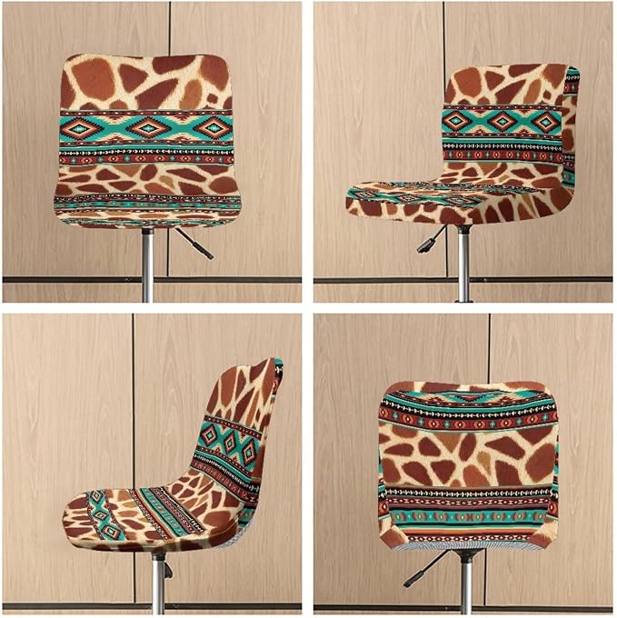 Aztec Cow Bar Stool Seat Covers, Washable Removable Bar Stool Chair Covers Counter Height Chairs Covers Swivel Barstool Covers Daily Decor - Image 6