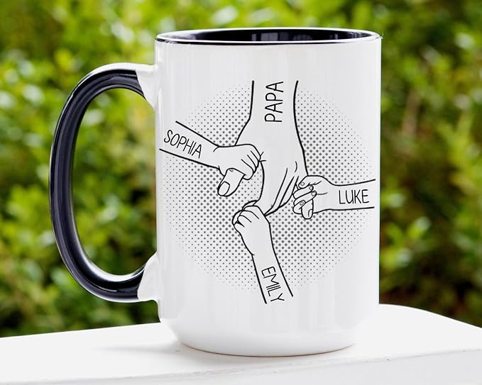 LOVELYPOD Custom Dad Mug with Kids Names, Hold Hand Coffee Cups for Dads, Fathers Day Mug, Dad Gifts from Daughter Son, Father's Day Presents, Personalized Mugs - Image 3