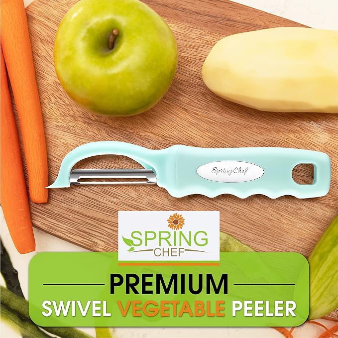 Spring Chef Swivel Vegetable Peeler w/Soft Grip Handle, Set of 2, Mint | Premium Potato Peeler w/ Ultra Sharp Stainless Steel Blades, Multifunctional Veggie Peeler for Apple, Carrot, Cucumber, Fruit - Image 7