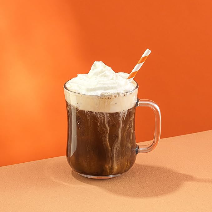 JoyJolt Glass Coffee Cups - 15.5oz Diner Mugs Set of 6. Bar Accessories, Cafe Style Clear Mug, Cappuccino, Latte, Tea Cup, Large Espresso Glasses - Image 7