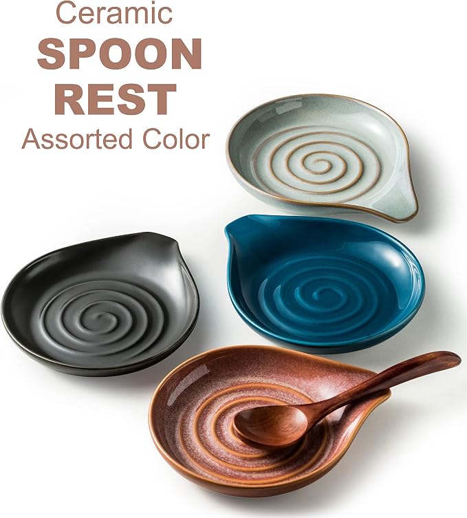 Spoon Rest, Large Ceramic Spoon Holder for Stove Top, Heat-Resistant Cooking Spoon Rest for Kitchen Counter Decor, 5 Inches (Gray) - Image 6