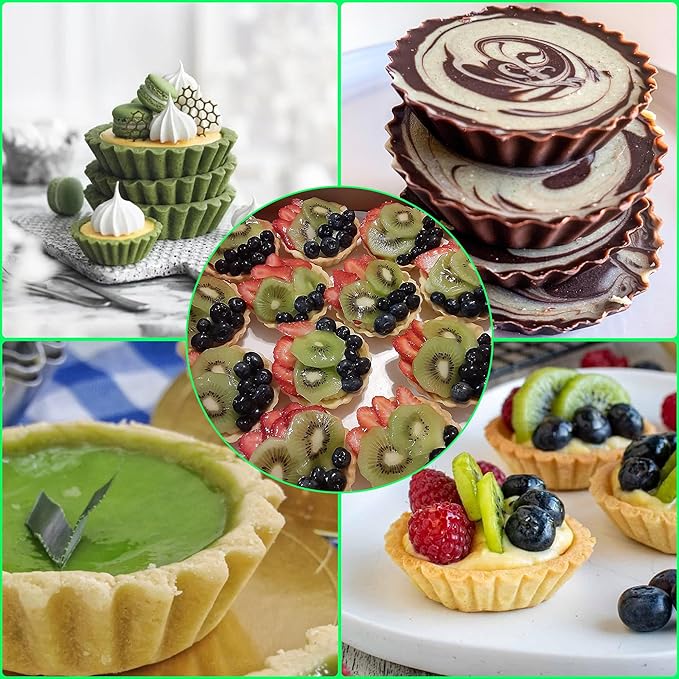 3Pack Mini Tart Pan Silicone, Mini Quiche Pans 3Inch,Non-stick Pie Pans, Egg Tart Mold for Pies, Quiches, Mousse Cakes, Dessert Baking