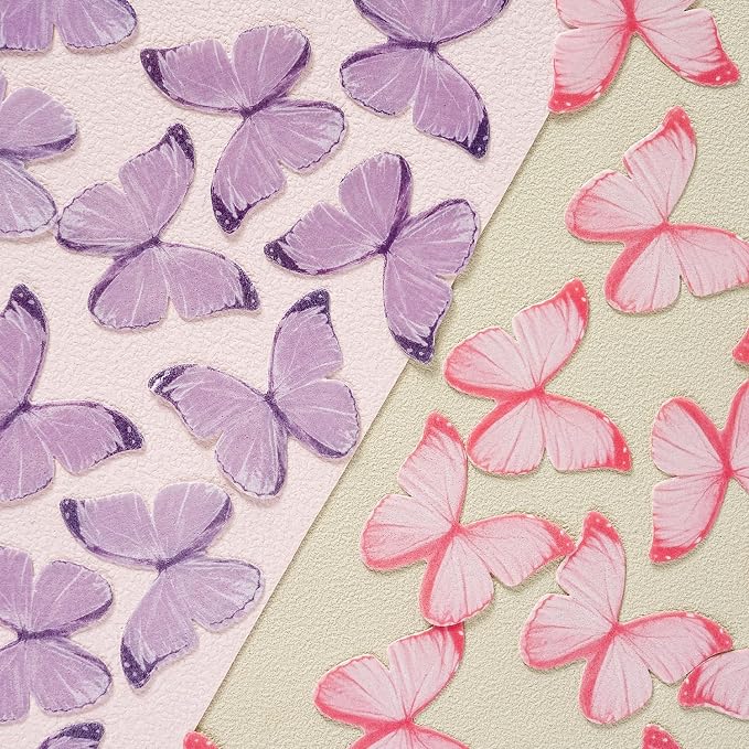 Pink Butterfly Decorations, 60 Pcs Edible Butterflies, edible wafer paper butterflies, pink butterfly for cupcake toppers, cake, ice cream topper - Image 4