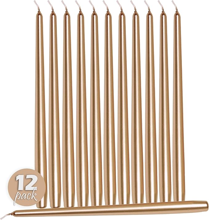 Hyoola 12 Pack Tall Metallic Taper Candles - 14 Inch Copper Metallic, Dripless, Unscented Dinner Candle - Paraffin Wax with Cotton Wicks - Image 2