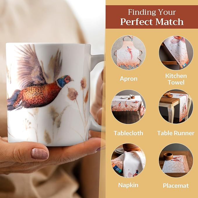 Maison d' Hermine Coffee Mug with Handles Tea Cups (12 Ounce, Pack of 1) | Fine Bone China Coffee Mugs for Hot Beverages Cappuccino Latte Home Restaurant Spring Summer -Faisan D'Automne - Vol Libre - Image 6