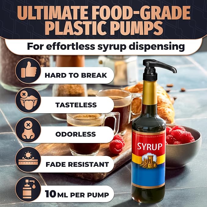 Set of 16 Black Coffee Syrup Pumps - 12.4 Inches Vanilla Syrup Dispenser for Skinny Bottles, Adjustable Length and Lockable Design, Good for Home and Commercial Use, Easy to Use and Clean