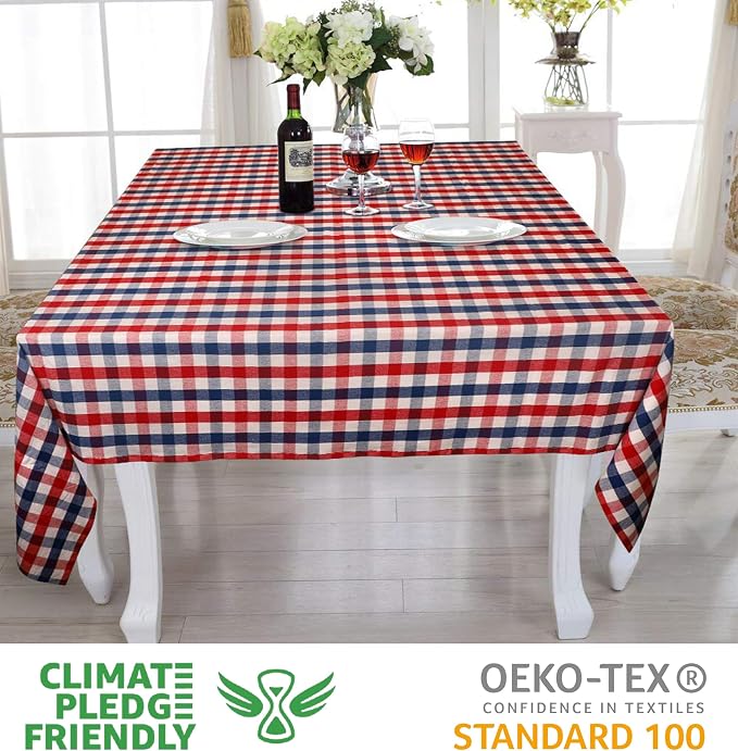 Urban Villa Tablecloth Cotton Tabletop 60x102 (8-10 Seats) July4th Checks - Image 3
