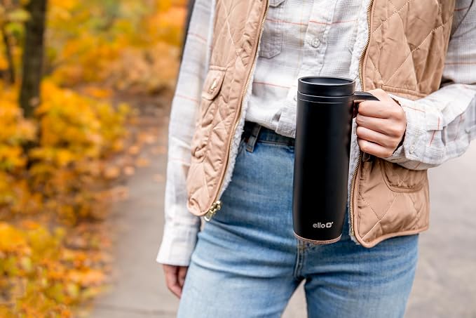 Ello Magnet 18oz Vacuum Insulated Stainless Steel Travel Mug with Side Handle and Leak-Proof Slider Lid and Built-in Coaster, Keeps Hot for 5 Hours, Perfect for Coffee or Tea, BPA-Free - Image 2