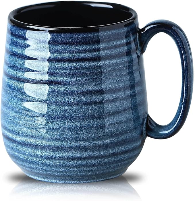 HASENSE Coffee Mug, 20 oz Ceramic Coffee Cup for Men and Women, Large Coffee Mug for Latte Coffee Tea Soup for Office and Home, Dishwasher and Microwave Safe, 1 PCS (Blue) by Hasense