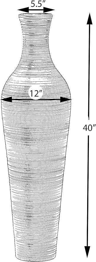 Uniquewise 39-Inch-Tall Vase, Brown Decorative Floor Vase, Classic Neat Floor Vase Tall Freestanding Flower Holder, Artificial Rattan Vase, PVC Floor Vase, Flower Holder for Home Decor, QI003824 - Image 4