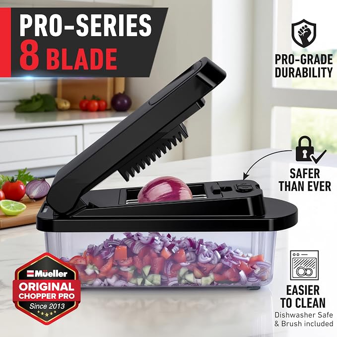 MUELLER HOME Pro-Series 10-in-1, 8 Vegetable Chopper & Mandoline Slicer | Food-Prep Tool, Fruit Cutter, Dicer, Veggie Chopper with Container, Kitchen Essentials, House Warming Gifts New Home, Black - Image 2