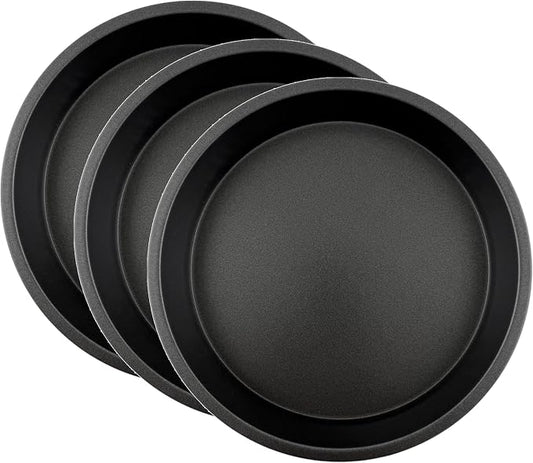 3 Pack 9" Round Nonstick Steel Cake Pan, Dark Gray, 22.9 cm | Set of 3, Nonstick Coating, Steel Construction, Dark Gray Finish, 9 Inch Round by Unknown